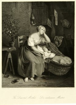 Albert Henry Payne (1812-1902), Die verlassene Mutter, Stahlstich nach Wappers, D1180