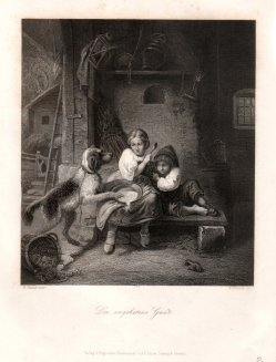 William French (1815-1898), Stahlstich „Der ungebetene Gast“ nach Vautier, D17431743