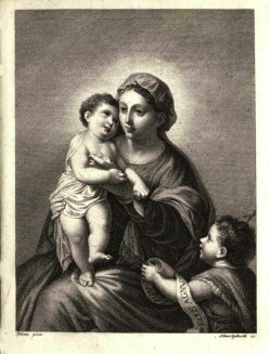 Carl August Schwerdgeburth (1785-1878), Kupferstich, Madonna mit dem Christuskind und Johannesknaben, nach Tizian, A0083