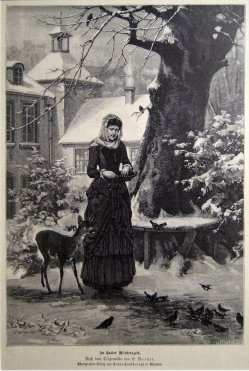 C. Kohnlein, Holzstich, In harter Winterzeit, nach H. Werner 1858, D1187