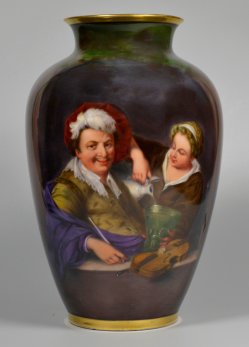 Willem van Mieris (1662-1747), Der lustige Zecher, Porzellanmalerei, Vase, D2212