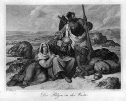 Carl Kotterba (1800-1859), Die Pilger in der Wüste, Stahlstich nach H. Stilke, A0120.jpg
