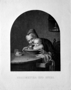 Hermann Sagert (1822-1889), Großmutter und Enkel, Lithographie nach Meyer von Bremen, D2286-1