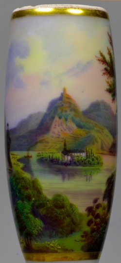 Rhein, Kloster Nonnenwerth und Drachenfels, Porzellanmalerei, Pfeifenkopf, D2284
