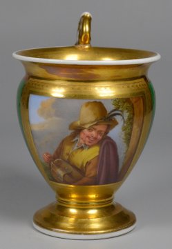 Adriaen van Ostade (1610-1685), Der Drehleiermusiker, Porzellanmalerei, Tasse, D2327
