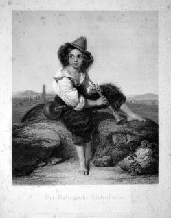 Eduard Mandel (1810-1882), Der Italienische Hirtenknabe, nach Pollack, Kupferstich 1840, D1615