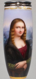 Leonardo da Vinci (1452-1519), Mona Lisa, Porzellanmalerei, Pfeifenkopf, D1884