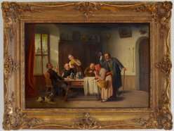 Heinrich Franz Gaudenz von Rustige (1810 – 1900), Der unerwartete Besuch, Gemälde, D1895a