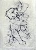 Ernst Seifert (1922-1976), Rohrfederzeichnung, „Teddy u. Puppe, 1951, D0371