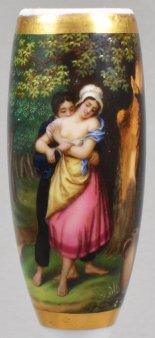 Annäherung im Wald, Porzellanmalerei, Pfeifenkopf, D0923