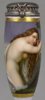 Lodovico Carracci (1555 – 1619), Nymphe im Bade, Porzellanmalerei, Pfeifenkopf, D1351