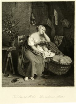 Albert Henry Payne (1812-1902), Die verlassene Mutter, Stahlstich nach Wappers, D1180