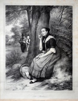 Heinrich Bucker (1812-1873), Die Lauscherin, Lithographie nach F.E. Meyerheym, D1183