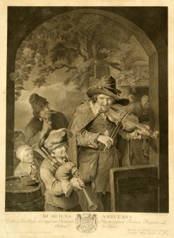 Johann Georg Wille (1715 – 1808), Die Wandermusikanten, nach Dietricy, Kupferstich 1764, D1185
