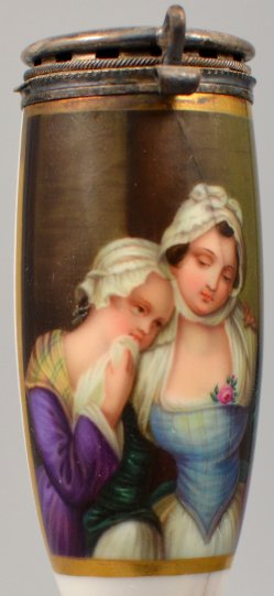 Jean Baptiste Greuze (1725 – 1805), „L Accordée de Village“, Porzellanmalerei, Pfeifenkopf, D0844