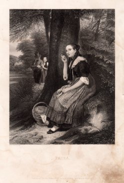 Albert Henry Payne (1812-1902), Die Lauscherin, Stahlstich nach Meyerheim, D1231-1