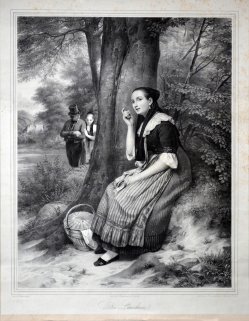 Heinrich Bucker (1812-1873), Die Lauscherin, Lithographie nach F.E. Meyerheym, D1183