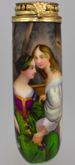 Fanny Corbaux (1812-1883), Neugierde, Porzellanmalerei, Pfeifenkopf,  D0928