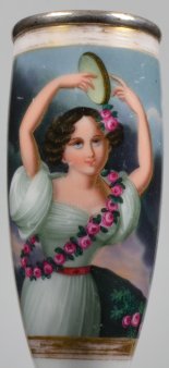 Johann Nepomuk Ender (1793 – 1854), Tamburinspiel, Porzellanmalerei, Pfeifenkopf, D1681