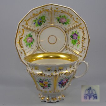 Buckauer Porzellanmanufaktur, Tasse und Untertasse um 1850, D0673-012-00