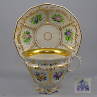 Buckauer Porzellanmanufaktur, Tasse und Untertasse um 1850, D0673-012-00