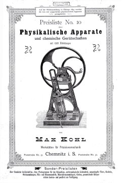 Preisliste 10, Max Kohl, Deckblatt