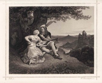 Baumann, W, Stahlstich, Ritter und Braut, nach Foltz, A0074