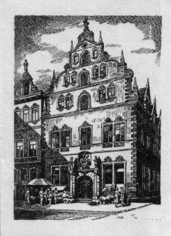 Willy Knabe (1896-1967), Federzeichnung, Das Gebäude der Handelskammer, (Magdeburg)