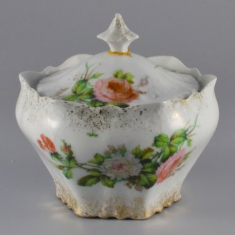 Buckauer Porzellanmanufaktur, Deckeldose, groß um 1900, D0831-228-29