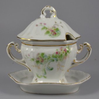 Buckauer Porzellanmanufaktur, Senfgefäß mit Deckel um 1897, D0728-188-25