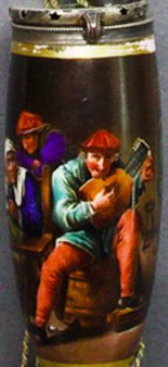 David Teniers (1610-1690), Wirtshausszene, Porzellanmalerei, Pfeifenkopf, B0100
