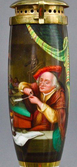 Gerard Dou (1613-1675), Der alte Schulmeister, Porzellanmalerei, Pfeifenkopf, B0104