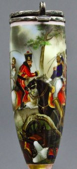 Horace Vernet (1789-1863), Schlacht bei Hanau, Porzellanmalerei, Pfeifenkopf, B0023