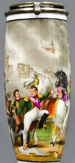 Pierre Gautherot (1765-1825), Napoleons Verwundung vor Regensburg, Porzellanmalerei, Pfeifenkopf, B0018