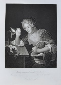 Albert Henry Payne (1812-1902), Die Eierprobe nach Schalcken, Stahlstich, D1611-70