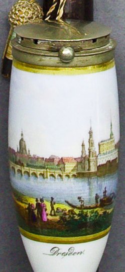 Canaletto, Bernardo Belotto (1721-1780), Ansicht von Dresden, Porzellanmalerei, Pfeifenkopf, B0233