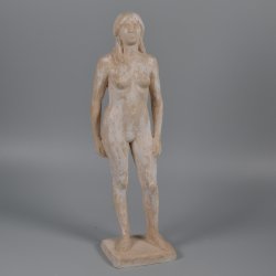 Dieter Borchardt, Weiblicher Akt mit Zöpfen, Kleinplastik