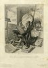 Adolf Schroedter (1805-1875), Radierung, Don Quixote ließt den Amadis von Gallien, A0106