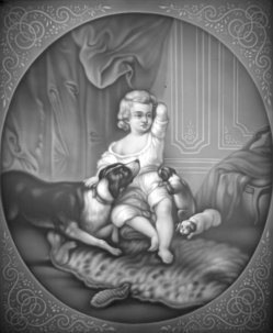 1384 HPM 106 Kind mit Hunden o Rand