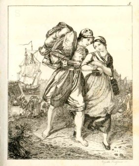 Auguste Hüssener (1789-1877), Rückkehr des Fischers. Kupferstich, nach R. Jordan, A0105