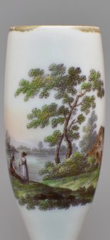 Flußlandschaft mit Angler, Porzellanmalerei, Pfeifenkopf, D2073-0