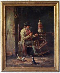 Hermann Werner (1816-1905), Gemälde 1856 „Häuslicher Fleiß“, D2081-0