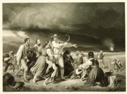 William French (1815-1898), Stahlstich, Landleute vom Gewitter überrascht, nach Becker (von Worms), D1178