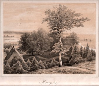 Henning, J., Heringsdorf, Villa Schering mit Blick auf die Seebrücke, Lithographie nach W.v.Schack, D0163-7