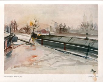 Hermann Bruse (1904-1953), Winterhafen, Aquarell, 1942