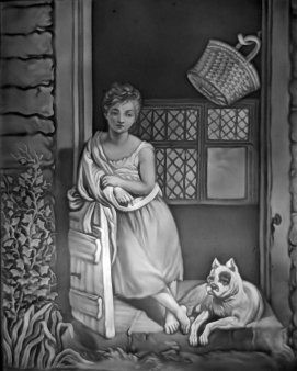 Meißen 85 – Mädchen mit Hund im Zimmer