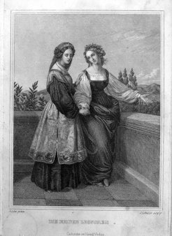 Carl August Schuler (1804-1859), Stahlstich, Die beiden Leonoren, nach Sohn, A0117