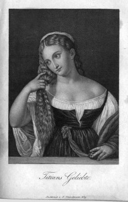 Friedrich Fleischmann (1791-1834), Stahlstich, Titians Geliebte, nach Tizian, A0123