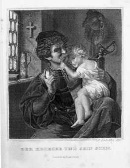 Stahlstich, Der Krieger und sein Kind, nach Hildebrandt, A0116