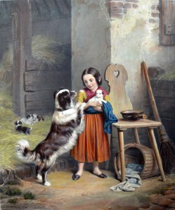 Mütterliche Besorgnis, Farblithographie, nach F.E.Meyerheim, D1761